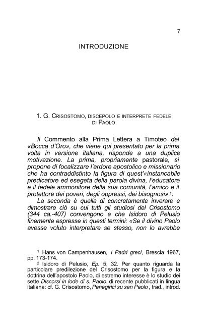 Giovanni Crisostomo Commento alla Prima lettera ... - Undicesima Ora