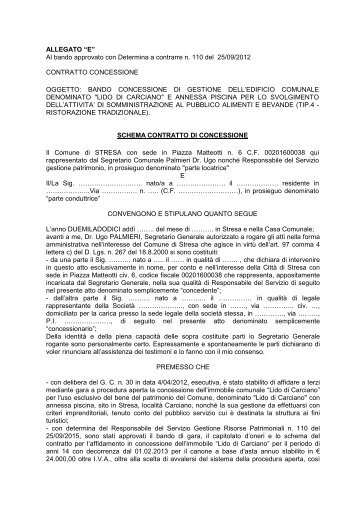 Bando Lido Carciano all E - Comune di Stresa