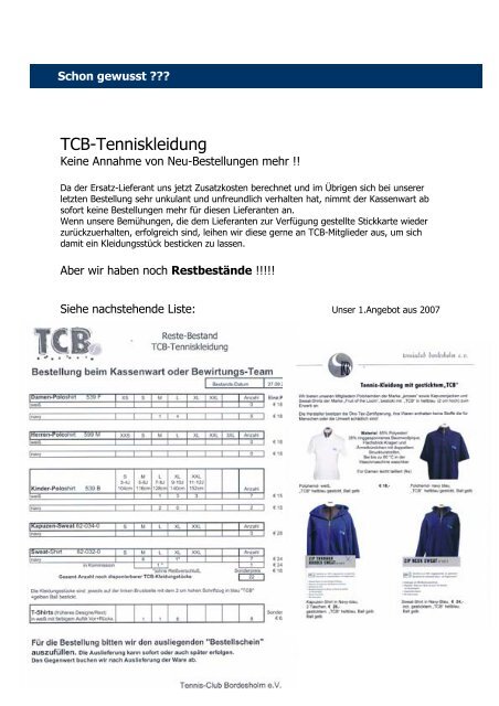 Clubzeitung des TC-Bordesholm e.V. 35. Ausgabe Oktober 2010 ...