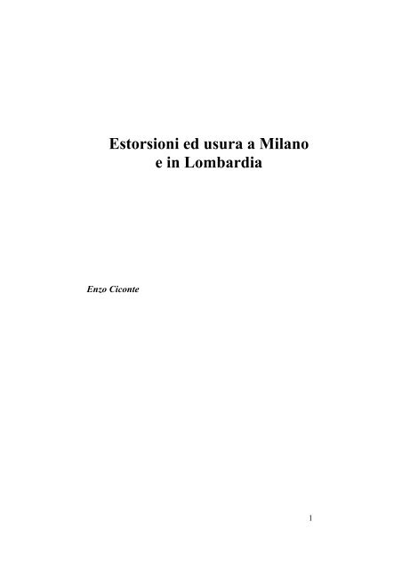 Estorsioni ed usura a Milano e in Lombardia - Insieme per Corsico