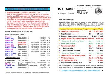 21. TCE Kurier - Tennisclub Edelweiß Gröbenzell eV