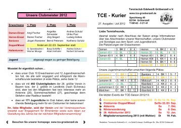 27. TCE Kurier - Tennisclub Edelweiß Gröbenzell eV