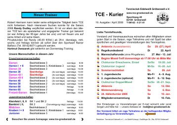 19. TCE Kurier - Tennisclub Edelweiß Gröbenzell eV