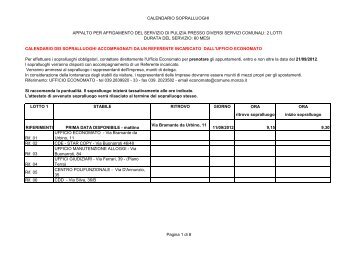 calendario sopralluoghi - Comune di Monza