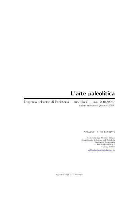 L'arte paleolitica - ArcheoServer