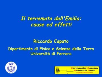 Il terremoto dell'Emilia: cause ed effetti - INFN Sezione di Ferrara