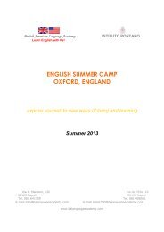 ENGLISH SUMMER CAMP OXFORD, ENGLAND - Istituto Pontano