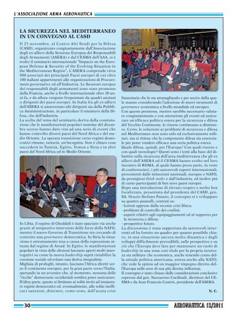 Anno LVI - N.12 DICEMBRE 2011 - Associazione Arma Aeronautica ...