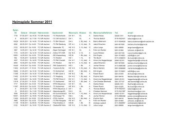 Heimspiele Sommer 2011 - TC-Grün-Weiss Aachen