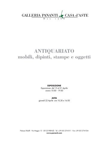 ANTIQUARIATO mobili, dipinti, stampe e oggetti - Galleria Pananti