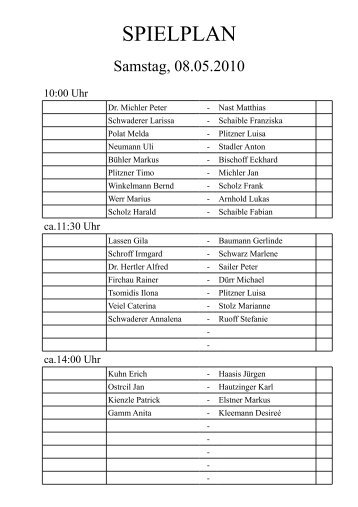 SPIELPLAN - TC Kornwestheim