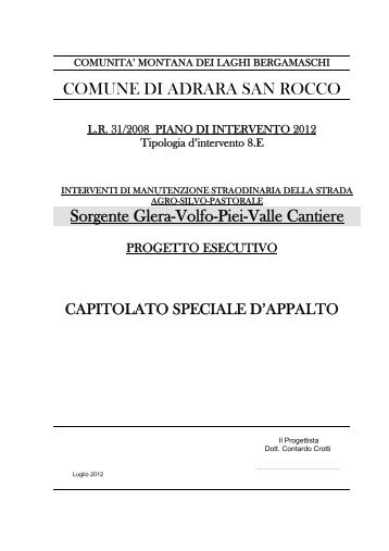 COMUNE DI ADRARA SAN ROCCO Sorgente Glera-Volfo-Piei ...