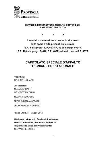 Capitolato Tecnico.pdf - Provincia di Reggio Emilia