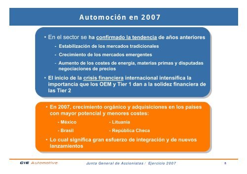 Intervención del Consejero Delegado (PDF, 386 Kb) - Cie Automotive