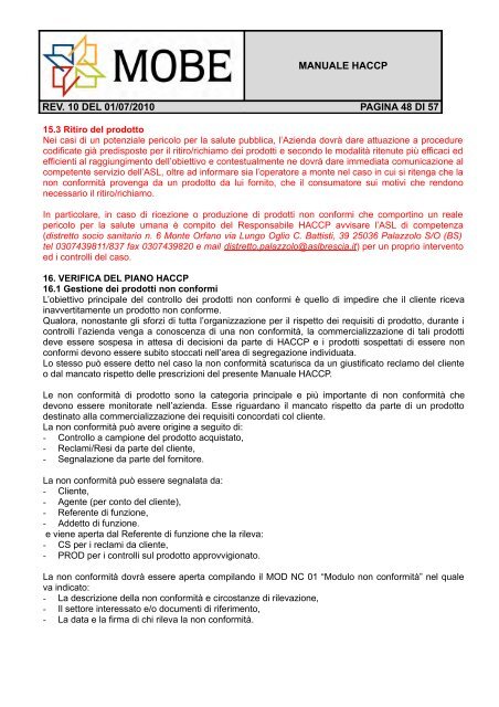 Manuale HACCP.pdf - Mobe SpA