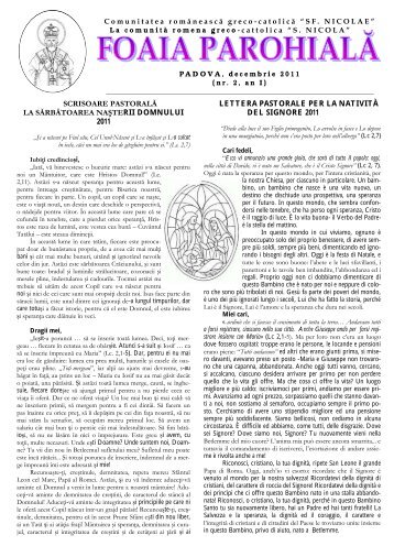 Foaia parohială. An 1. Nr 2/2011 - bru-italia.eu