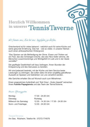 Speisekarte - Tennisclub Rülzheim