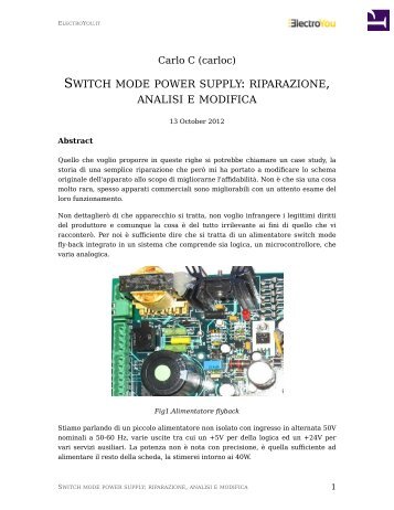 switch mode power supply : riparazione, analisi e ... - ElectroYou