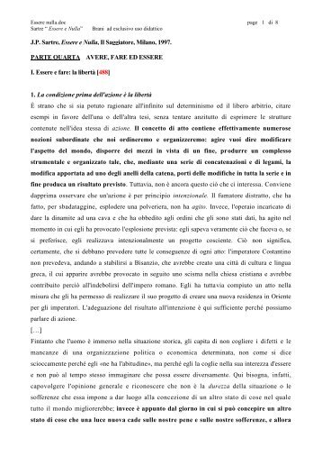 J.P. Sartre, Essere e Nulla, Il Saggiatore, Milano ... - Polo Liceale