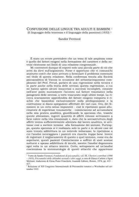 Confusione delle lingue tra adulti e bambini - Lacan con Freud.it