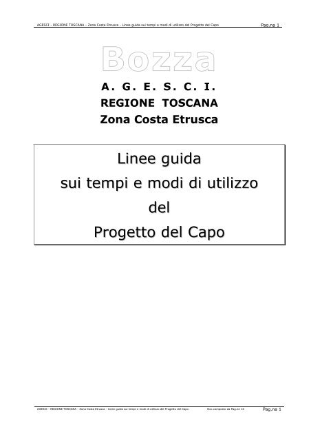 Linee guida sui tempi e modi di utilizzo del Progetto del Capo