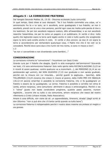 Linee guida sui tempi e modi di utilizzo del Progetto del Capo