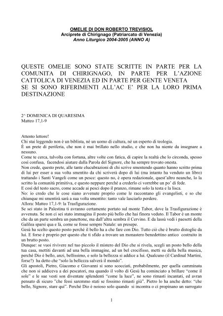 Archivio omelie Anno Liturgico 2004-2005 (anno A)