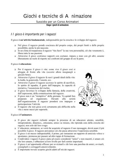 Giochi e tecniche di Animazione