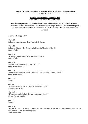 6 maggio 2008 - Dipartimento per la Giustizia Minorile