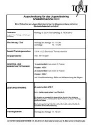 Ausschreibung + Anmeldung Jugendtraining Sommer 2012