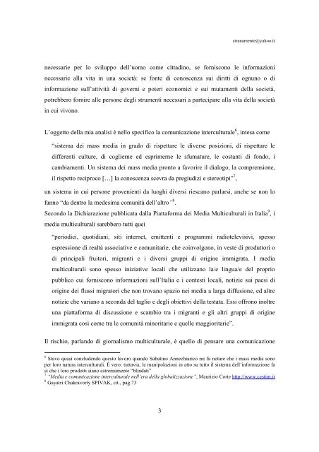 approssimazioni mediatiche alla realtà dell'immigrazione. - Lettere e ...