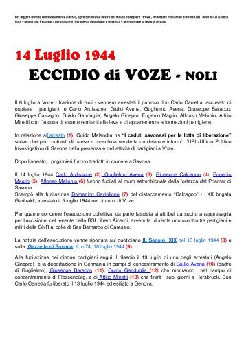 Il 14 luglio 1944 Carlo Ardissone, Guglielmo Avena ... - ANPI - Savona