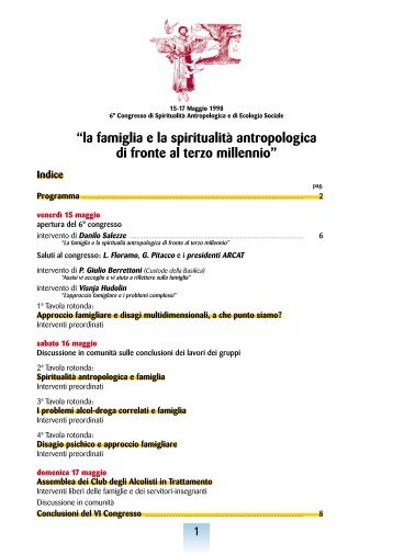 “la famiglia e la spiritualità antropologica di fronte al terzo ... - Aicat