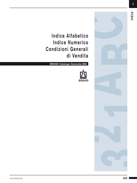 Indice Alfabetico Indice Numerico Condizioni Generali di Vendita