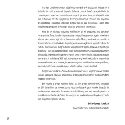 relatório final do programa paraná biodiversidade - Instituto ...