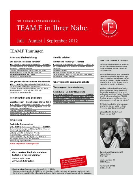 TEAM.F in Ihrer Nähe.