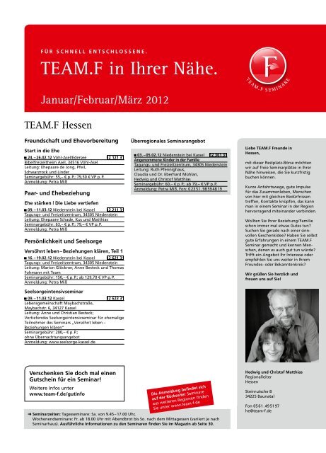 TEAM.F in Ihrer Nähe.