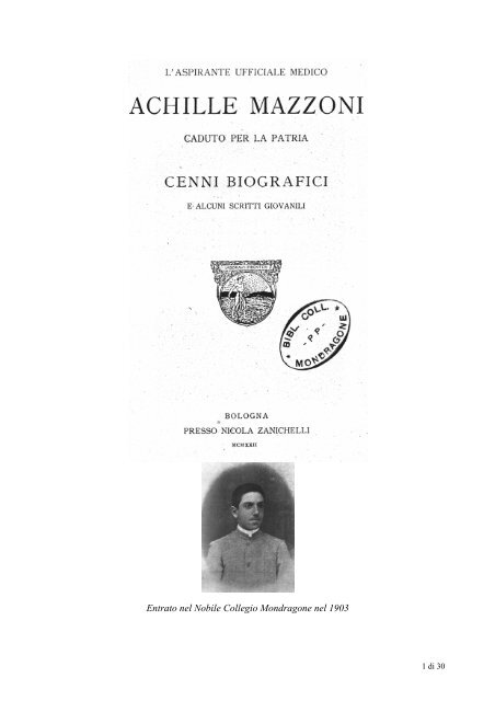 Achille Mazzoni - Nobile Collegio Mondragone