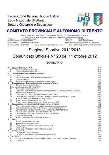 Comunicato n. 28 - FIGC Trento