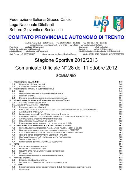 Comunicato n. 28 - FIGC Trento