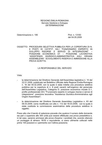 Ammissione alla prova scritta - Assemblea Legislativa