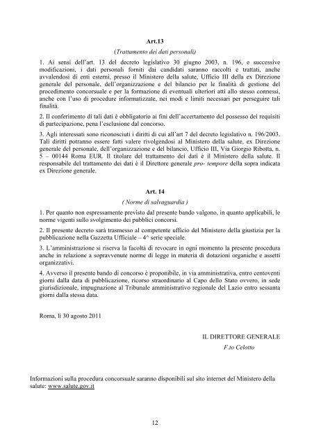 Bando operatore tecnico del settore della prevenzione, dell ...