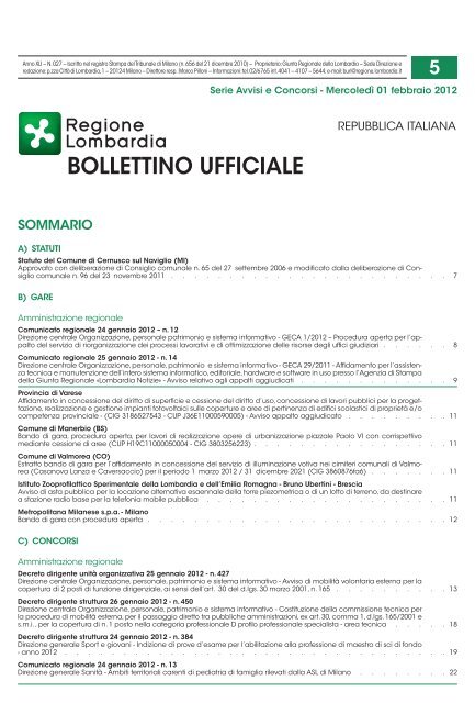 Bollettino Ufficiale Politiche Giovanili Regione Lombardia