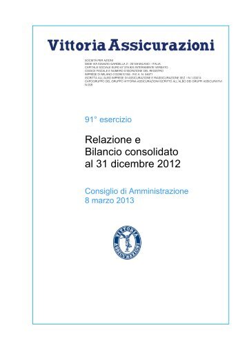 Bilancio Consolidato 2012 - Vittoria Assicurazioni