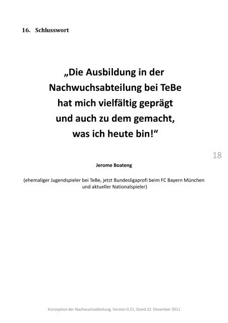 Konzeption TeBe-Nachwuchsabteilung - Tennis Borussia Berlin