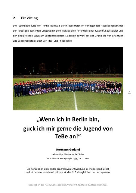 Konzeption TeBe-Nachwuchsabteilung - Tennis Borussia Berlin