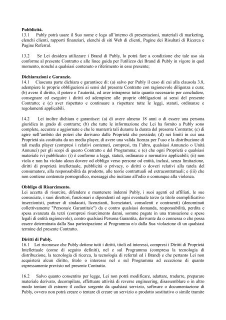 Termini e Condizioni Generali del circuito di affiliazione Publy