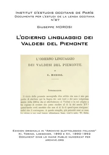 Giuseppe MOROSI, L'odierno linguaggio dei ... - IEO París - Free