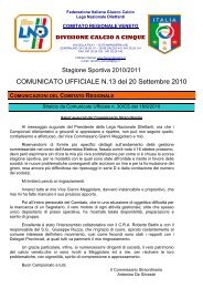 COMUNICATO UFFICIALE N.13 del 20 Settembre ... - PSV Calcio a 5