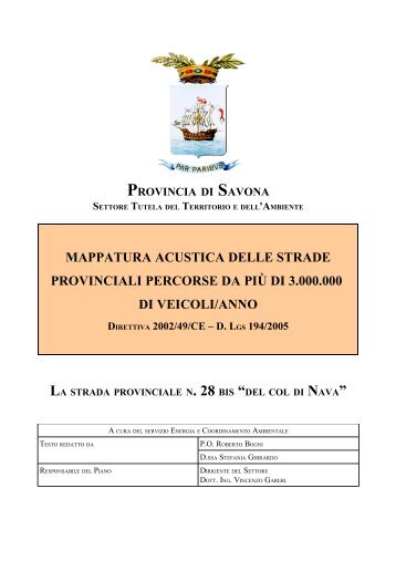 6.0 Monografia strada SP 28 bis - Provincia di Savona